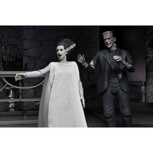 Universal Monsters Bride of Frankenstein 90th Ann. The Monster & His Mate (B&W Version) 7-In Scale A
