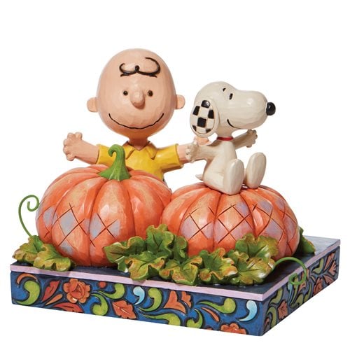 Peanuts Charlie Brown and Snoopy In Pumpkin Patch Pumpkin Treats by Jim Shore Statue