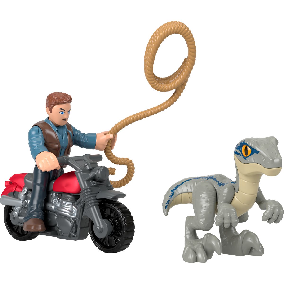 Jurassic World Imaginext Owen and Blue Action Figure Set