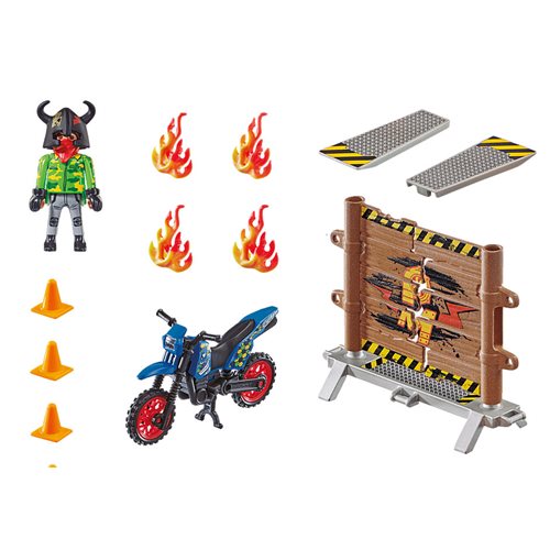 Playmobil 70553 Stunt Show Motocross with Fiery Wall