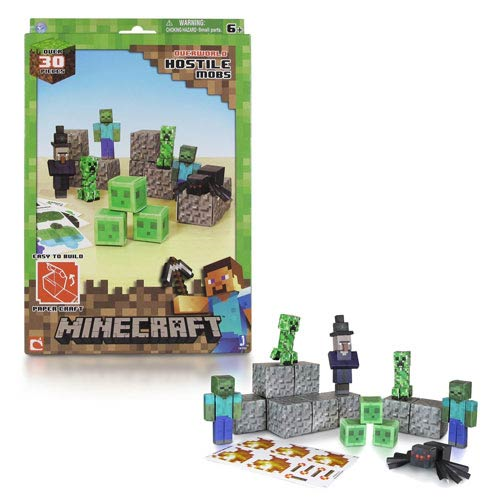 Minecraft Papercraft Hostile Mobs 30-Piece Set