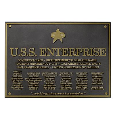 Star Trek Next Generation Enterprise E Dedication Plaque