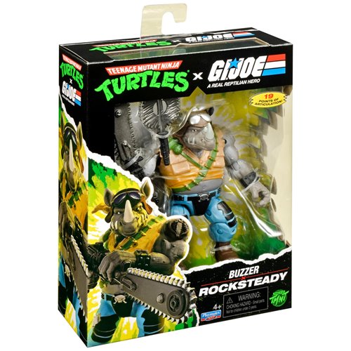 TMNT x G.I. Joe Rocksteady Dreadlock Buzzer Action Figure