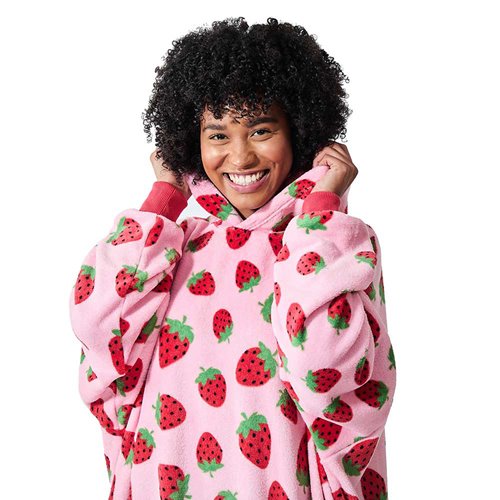 Strawberry Plush Oversized Hoodie Blanket