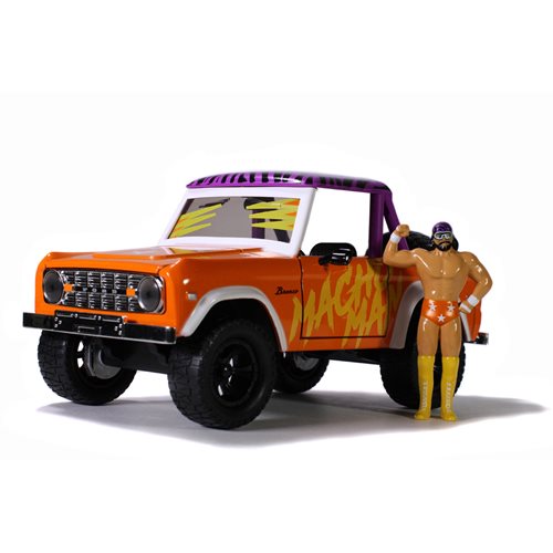 WWE Macho Man 1973 Ford Bronco 1:24 Scale Die-Cast Metal Vehicle with Figure