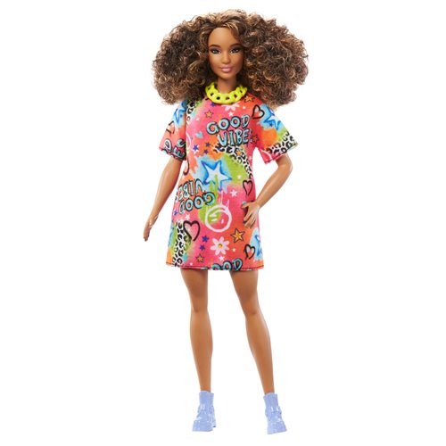 Barbie Fashionista Doll #201 with Graffiti-Print T-Shirt Dress