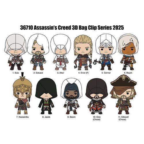 Assassins Creed 3D Foam Bag Clip Display Case of 24