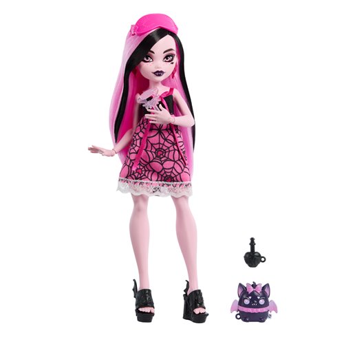monster high pink dress Monster High Draculaura Doll Pink Dress With Hearts 2008 Mattel