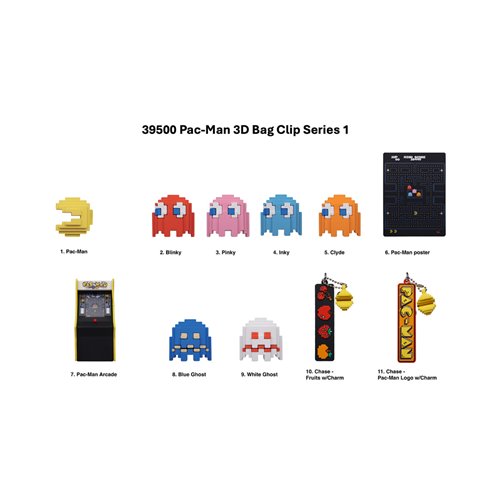 Pac-Man 3D Foam Bag Clip Display Case of 24