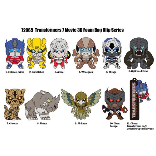 Transformers: Rise of the Beasts 3D Foam Bag Clip Random 6-Pack