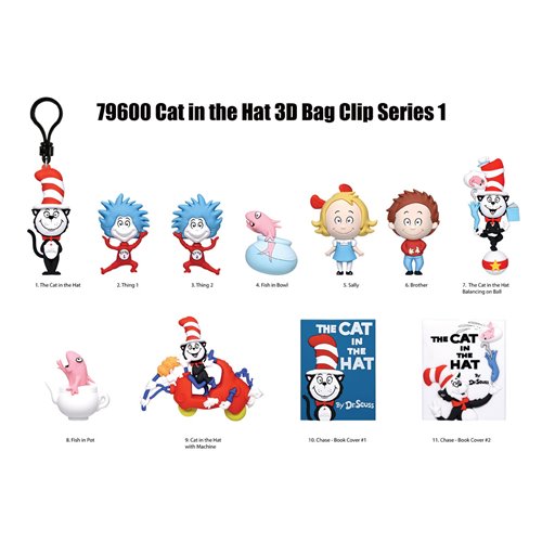 The Cat in the Hat 3D Foam Bag Clip Display Case of 24