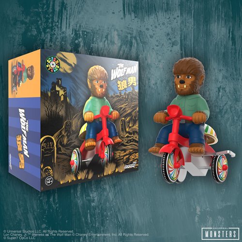 Universal Monsters The Wolf Man Brown Super Cycles Figure with Red Trike