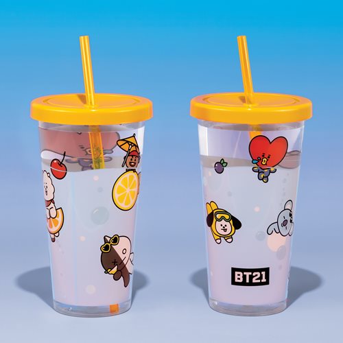Line Friends BTS BT21 Cup and Straw Travel Cup