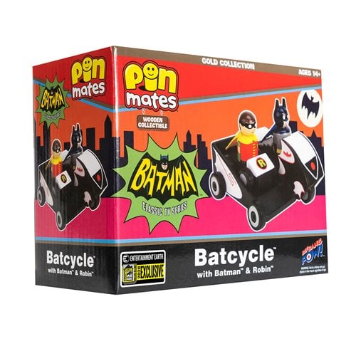 Batman Classic TV Series Batcycle with Batman and Robin Wooden Collectible Pin Mates Set - Conventio