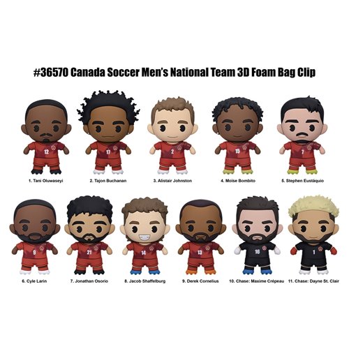 Canada Soccer Men's National Team 3D Foam Bag Clip Random 6-Pack