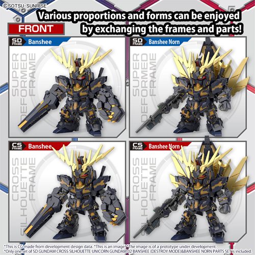 SD Gundam Cross Silhouette Unicorn Gundam 02 Banshee Destroy Mode and Banshee Norn Parts Set Model K