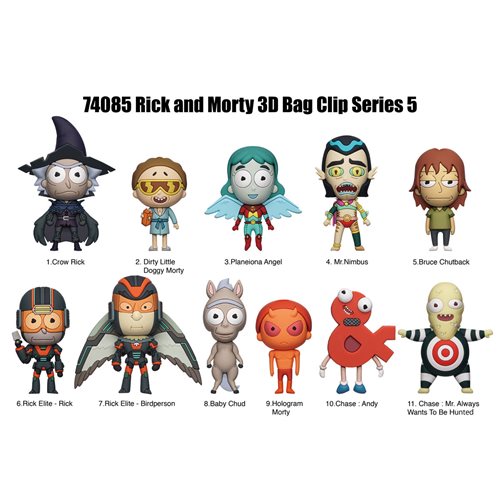 Rick and Morty 10th Anniversary Series 5 3D Foam Bag Clip Random 6-Pack