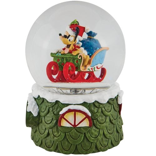 Disney Traditions Mickey and Pluto Laughing All the Way by Jim Shore Snow Globe
