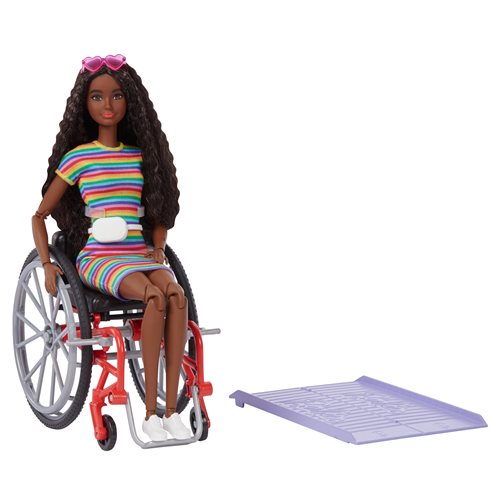 Barbie Fashionista Doll #166 with Wheelchair and Crimped Brunette Hair