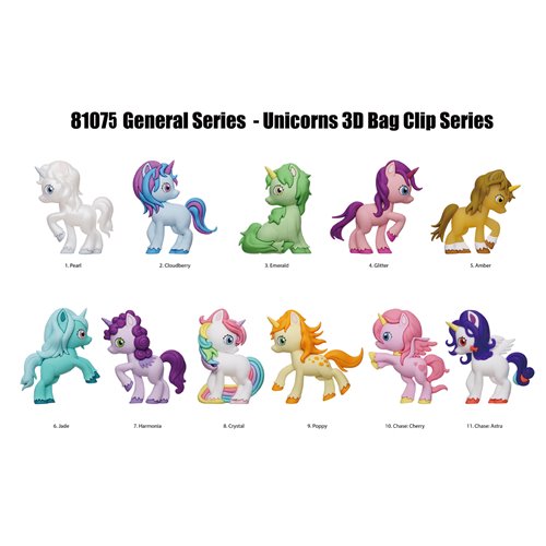 Unicorns 3D Foam Bag Clip Random 6-Pack