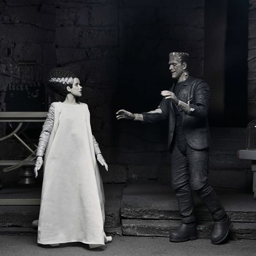 Universal Monsters Bride of Frankenstein 90th Ann. The Monster & His Mate (B&W Version) 7-In Scale A
