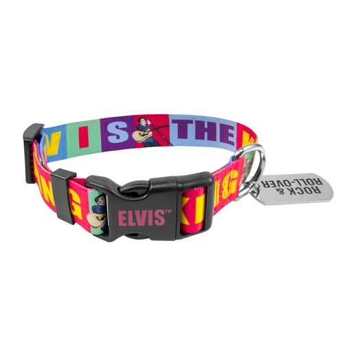 Elvis Presley Dog Collar XL The King Pet Collection Adjustable 21-34" ID Tag