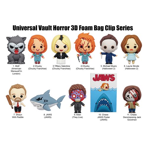 Universal Vault Horror Figural Bag Clip Random 6-Pack