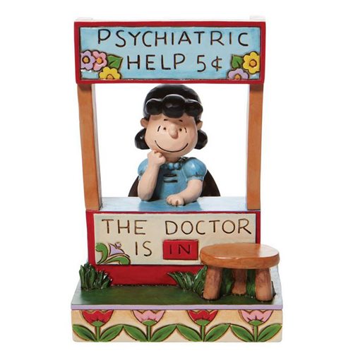 Peanuts Lucy at Psychiatric Booth with Chase By Jim Shore Statue