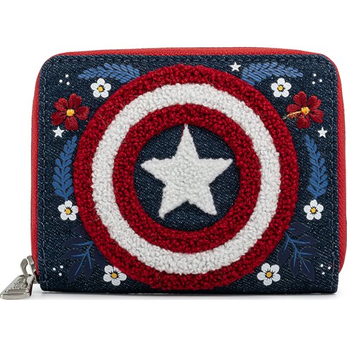 Captain America 80th Anniversary Floral Shield Zip-Around Wallet