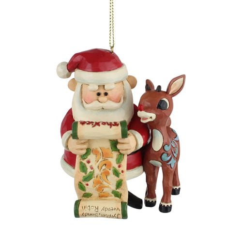 Rudolph the Red-Nosed Reindeer Rudolph and Santa with List Ornament by Jim Shore