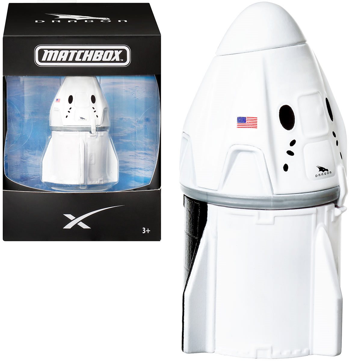 Matchbox 2023 - SpaceX Dragon (échelle 1:64) - Véhicule De Collection, Modèle Miniature De Vaisseau Spatial, Carte Courte