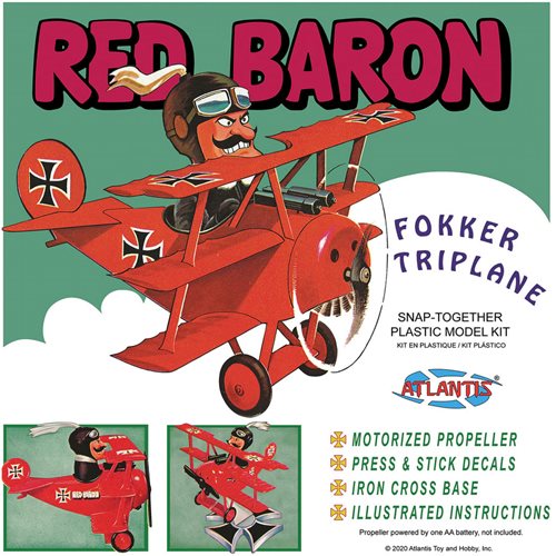 Red Baron Fokker Triplane with Motor SNAP Plastic Model Kit