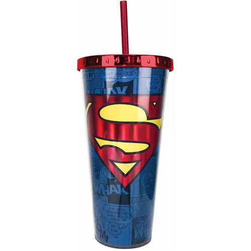 Superman 20 oz. Foil Cup with Straw