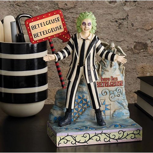 Beetlejuice LED Sign and Gravestone by Jim Shore Statue