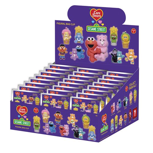 Care Bears x Sesame Street 3D Foam Bag Clip Display Case of 24