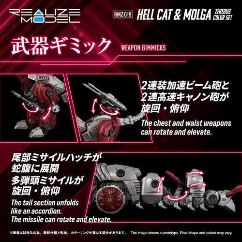Zoids RMZ-019 Hell Cat & Molga Zenebus Color Realize Model 1:100 Scale Model Kit Set