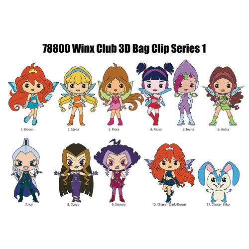 Winx Club 3D Foam Bag Clip Display Case of 24