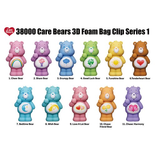 Care Bears 3D Foam Bag Clip Display Case of 24