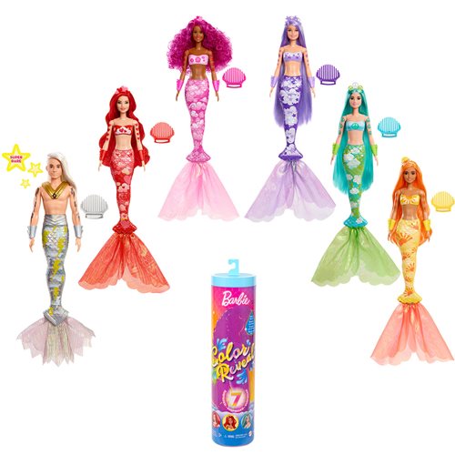 Barbie Color Reveal Mermaid Doll Display Case of 6 HDN68