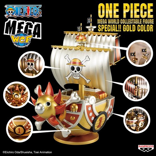 One Piece Mega World Collectable Thousand Sunny Ship Gold Color Special Statue