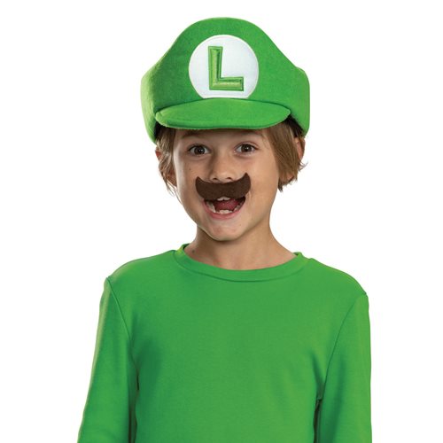 Super Mario Bros. Luigi Elevated Hat and Mustache Child Roleplay Accessory Kit