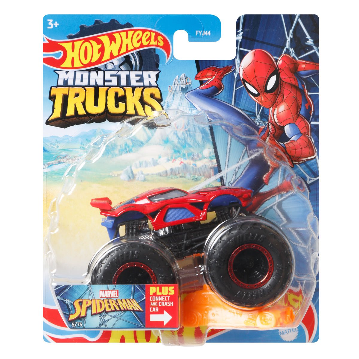 Hot Wheels Monster Trucks Spider-Man Character Vehicle - Connect and Crash  Car Included 30/50 1:64 - Red and Black Vehicle with Giant Wheels