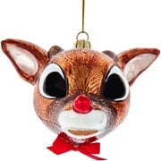 Rudolph the Red-Nosed Reindeer Head 4-Inch Glass Ornament