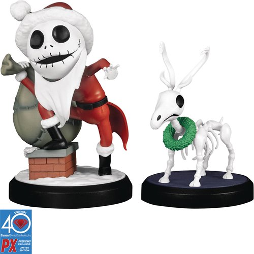 The Nightmare Before Christmas Santa Jack and Reindeer MEA-40SP Glow-in-the-Dark Mini-Figure 2-Pack - Previews Exclusive