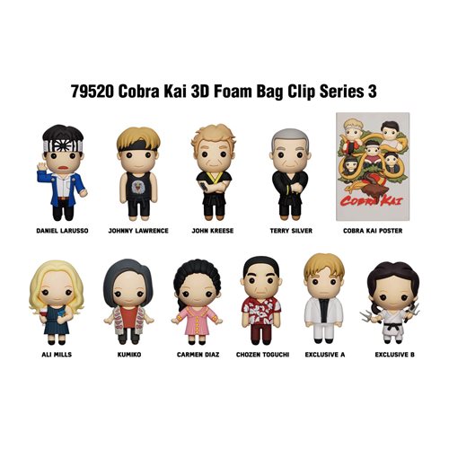 Cobra Kai Series 3 3D Foam Bag Clip Random 6-Pack