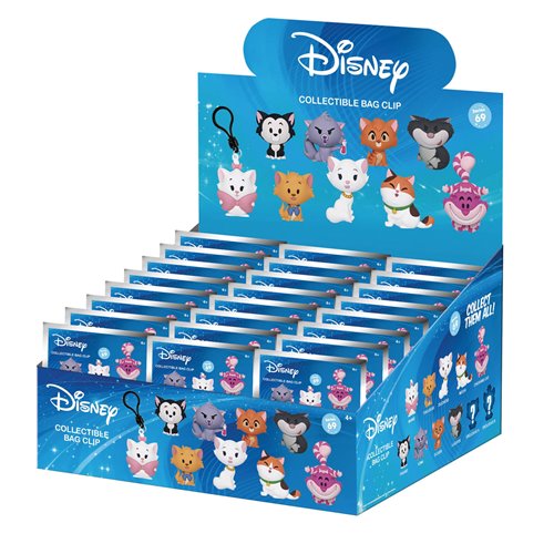 Disney Cats 3D Foam Bag Clip Display Case of 24