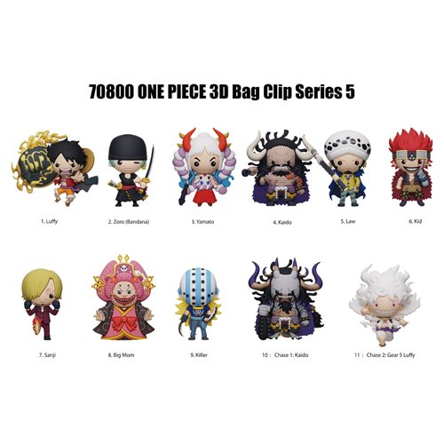 One Piece Series 5 3D Foam Bag Clip Random 6-Pack