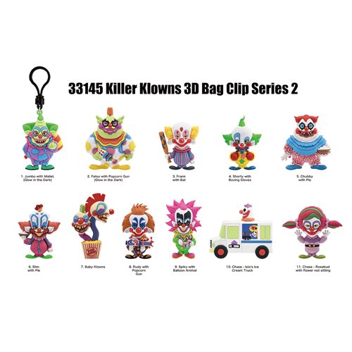 Killer Klowns From Outer Space Series 2 3D Foam Bag Clip Display Case of 24