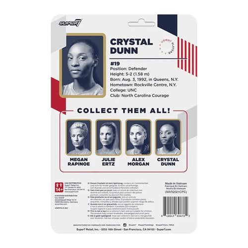 U.S. National Women's Soccer Team 3 3/4-Inch Crystal Dunn ReAction Figure