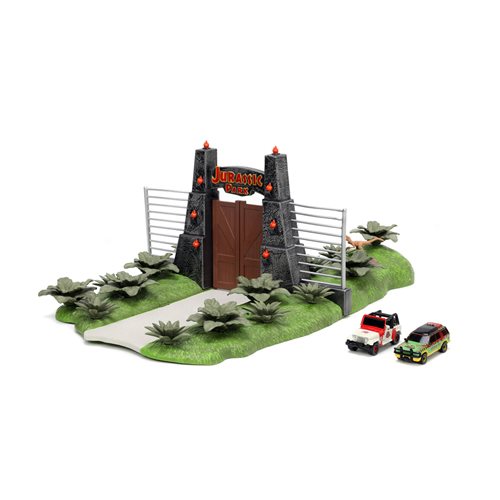 Jurassic Park Gate and Nano Hollywood Rides Vehicle Diorama